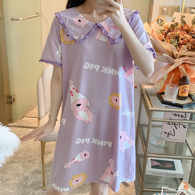 

Cheap Nightgowns Pyjamas Femme Pijamas Vestido Girl Nightdress Skirt Pajamas Women Sleepwear Dress Night Gowns For Ladies Cotton