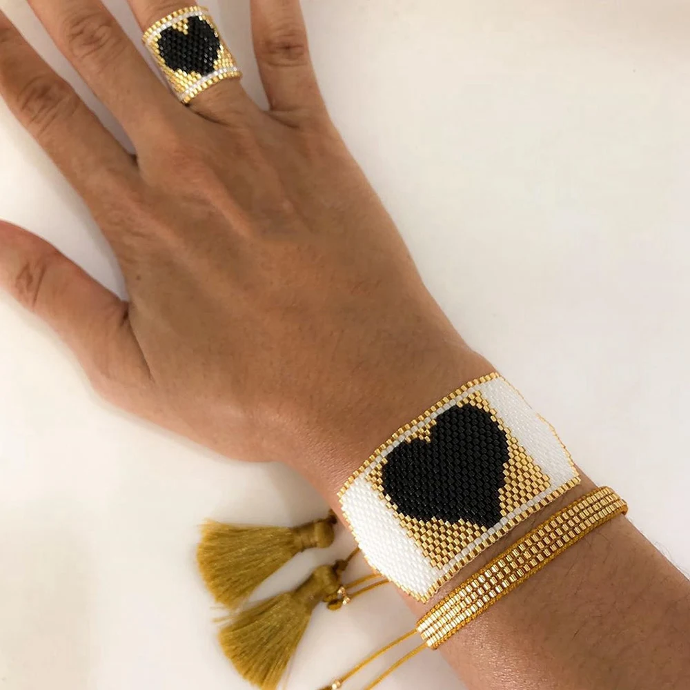 

Go2boho Miyuki Bracelets Mexican Heart Bracelet Set Friends Gift Jewelry Fashion Handmade Woven Bead Pulseras for Women