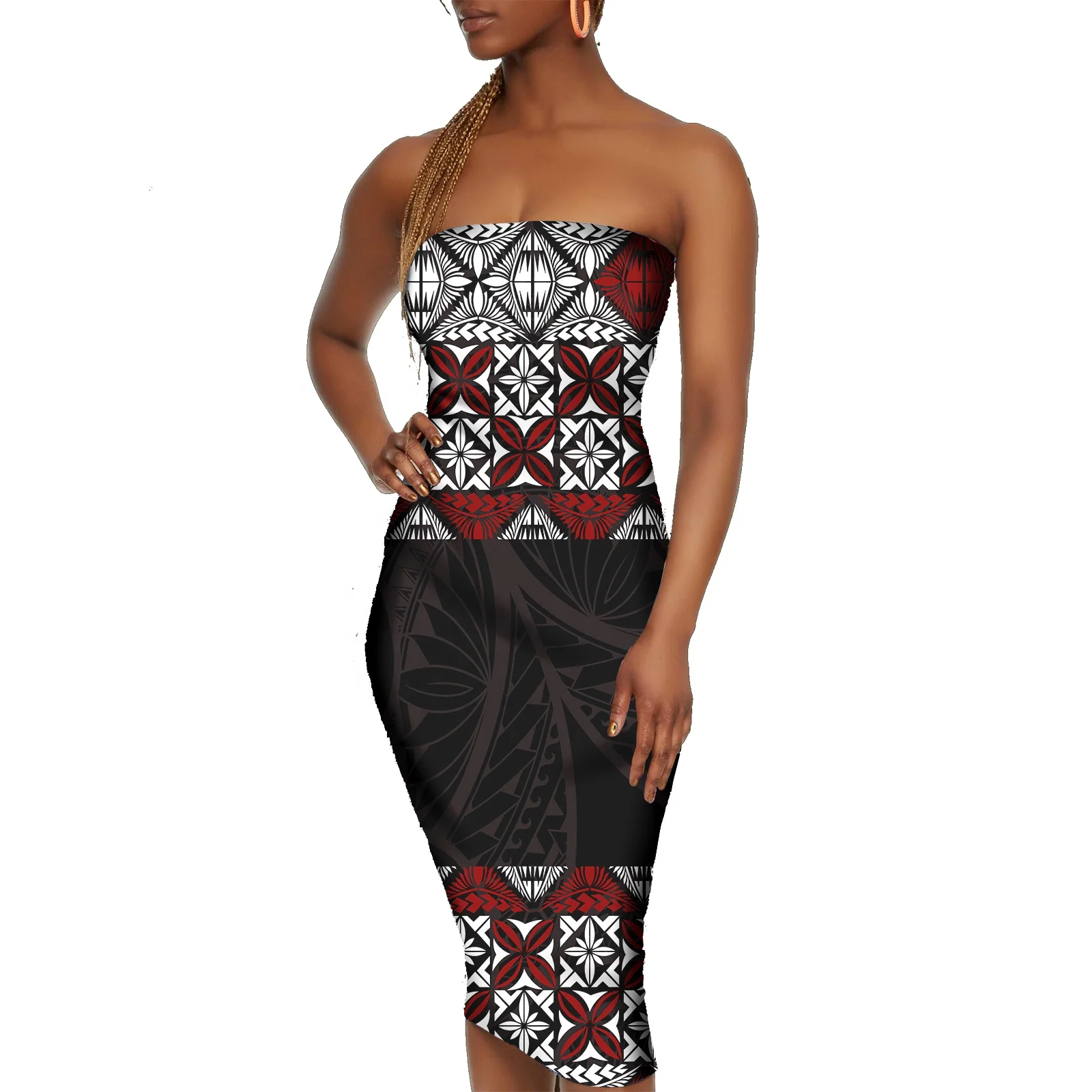 Custom Polynesian Tribal Beach Dress Stylish Dresses for Women Elegant Women Elegant High Quality Bodycon Tapa Women Dress