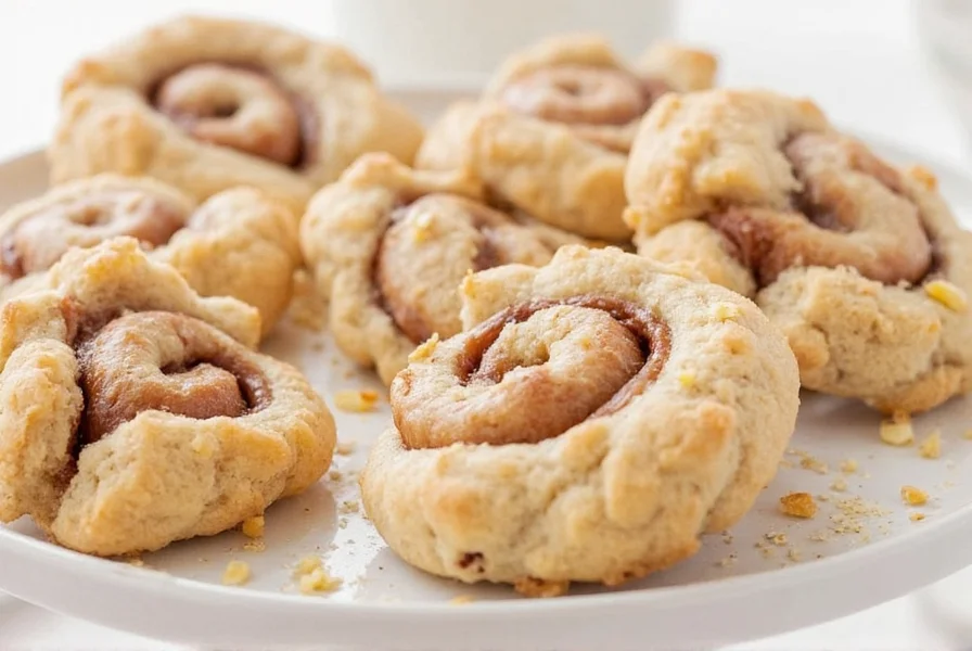 Professional baker swirling cinnamon sugar filling into cookie dough for cinnamon roll cookies