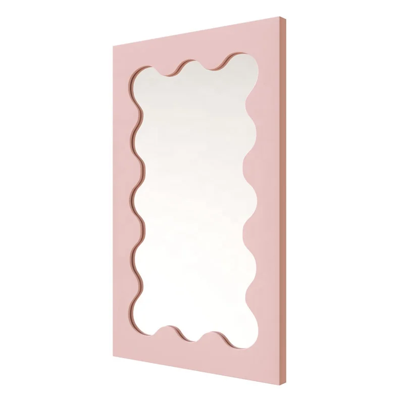 

SWT Ins Amazon Hot Large Wooden Wave Hollywood Style Mirror
