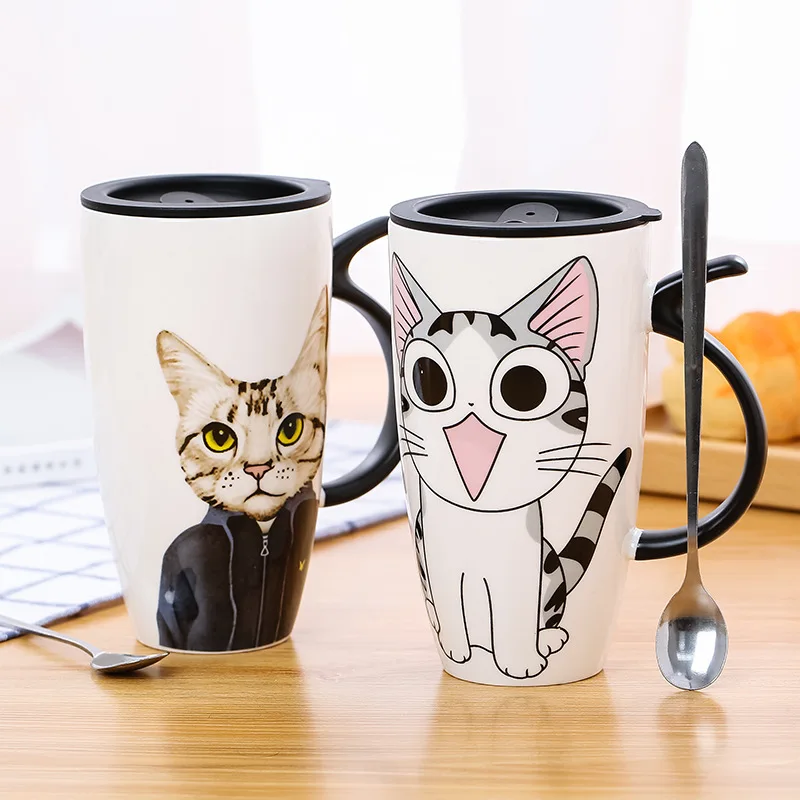 

Flypeak amazon top seller new design 600ml Porcelain Coffee Mug cup cute cat coffee mug simons cat mug cat ceramic, Customized color