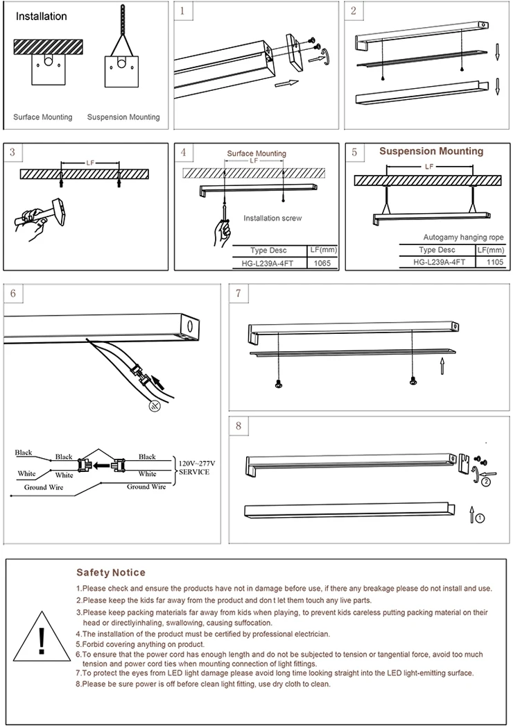 High quality saa approved 2ft 4ft 18 25 36 45 w led linear lamp