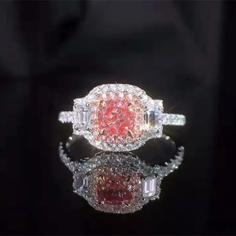 

hot sale Dubai luxury bridal diamond jewelry 18k gold GIA SI2 0.5ct natural pink diamond ring for women