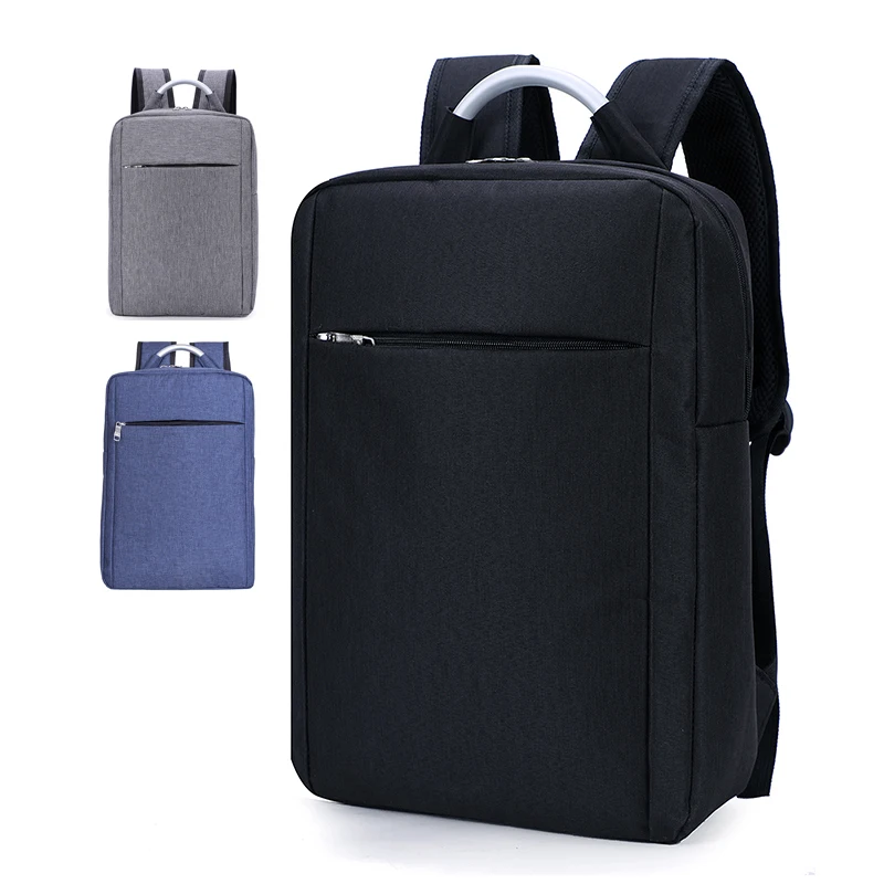 

Factory Wholesale Simple Design Cheap Hard Handle Light Weight Nylon Polyester Fabric Custom Logo Laptop Backpack Bag, Black, blue, gray or custom