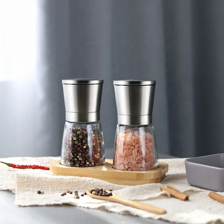 

stainless steel salt and pepper grinder set of 2 black salt pepper mill adjustable grinder ceramic grinder core spice mill, Customized available