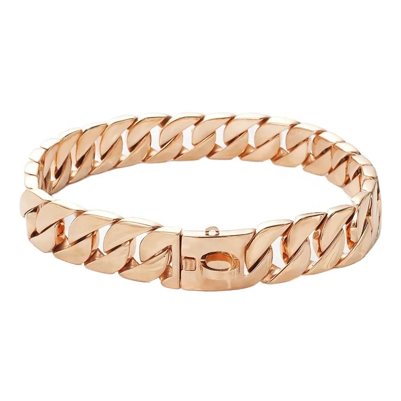 

OUMI Best Selling Products Rose Gold Luxury Dog Collar Stainless Steel Buckle Strong Welded Chain Collar for Large Dogs