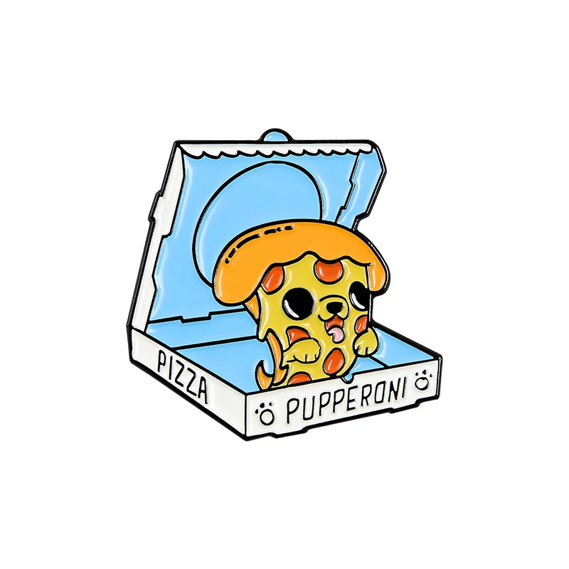 

Delivery Pizza Enamel Pin Custom Brooches for Shirt Lapel Bag Creative Badge Fun Food Dog Jewelry Gift for Kids Friends