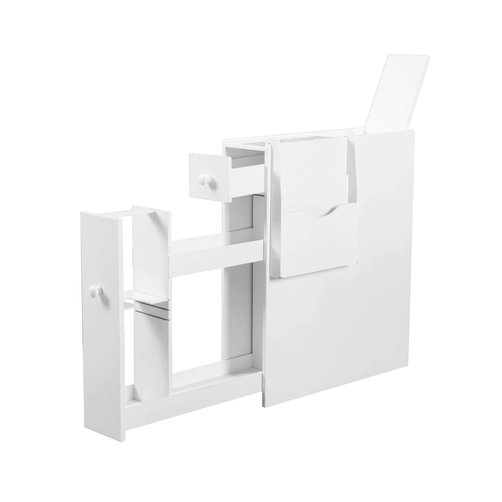 

With two compartments in white wooden products Toilet storage cabinet