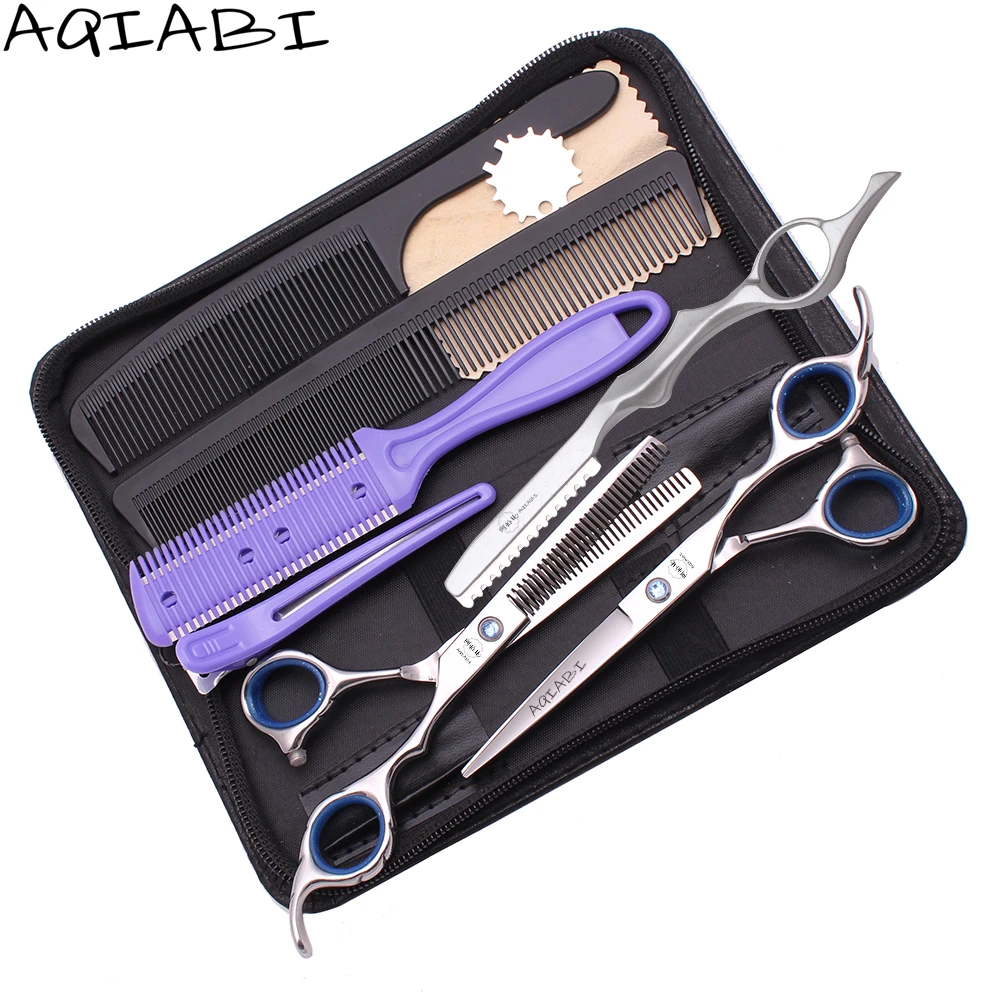 

Professional Haircut Scissors 5.5" 6'' AQIABI JP Stainless Barber Cutting Scissors Hairdressing Thinning Scissors Set A2001, Shiny