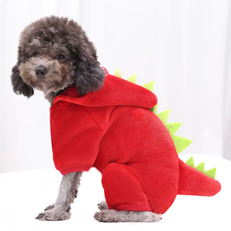 

Drop Shipping Coral fleece Autumn Cute Dinosaur Cat Clothing Small Winter Dog Luxury Clothes For Dogs, Customized color