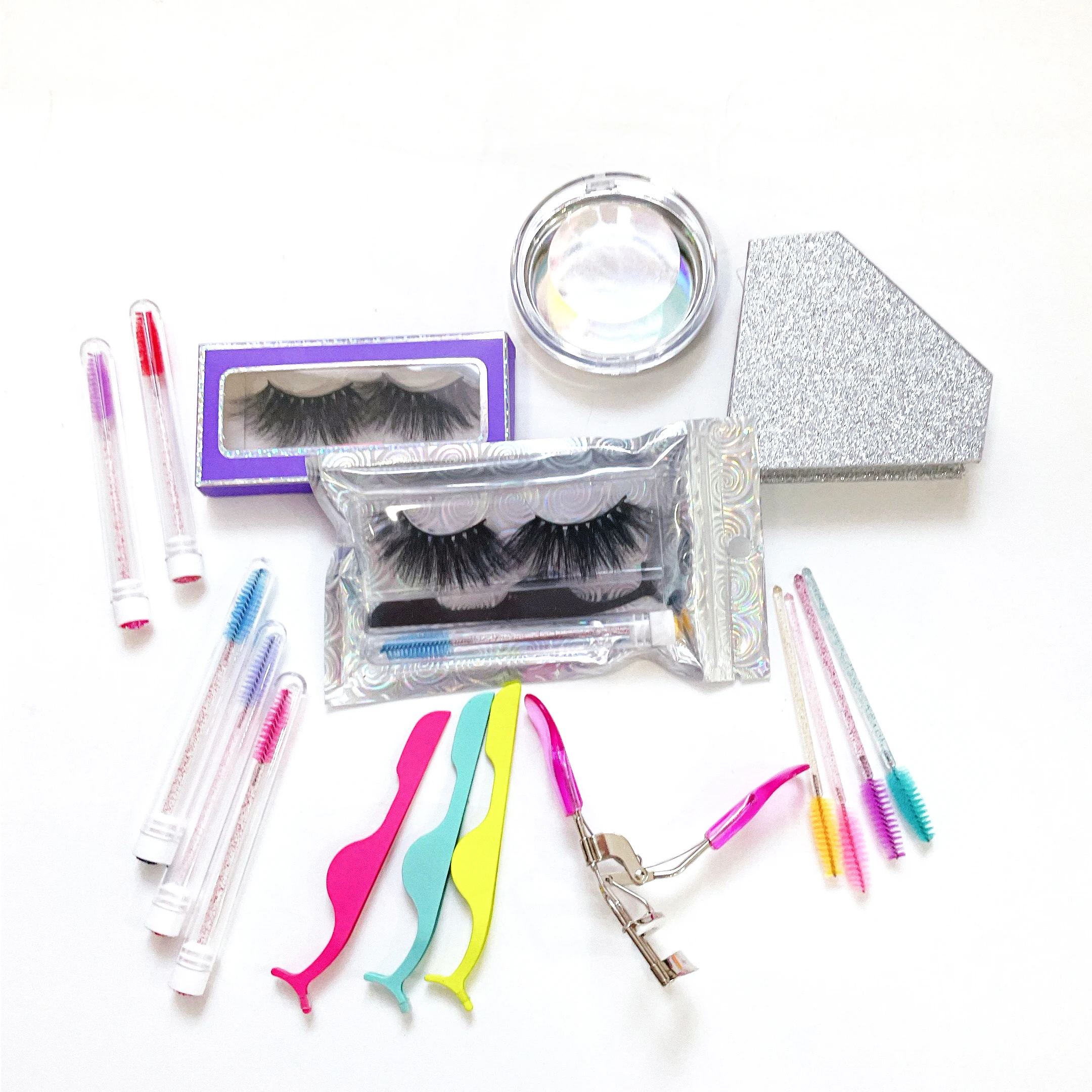 

Top Mink 25 mm Lashes Cruelty Free 3D Mink Eyelashes Packaging Box For False Eyelashes with eyeliner set, Black color