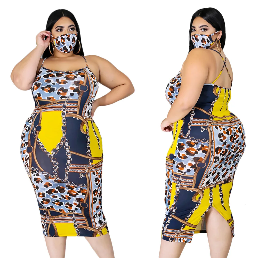 

hot sale Sexy suspender leopard chain print dress wholesale, 3 color