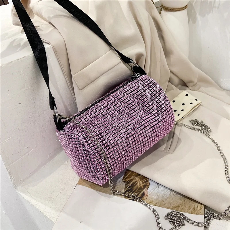 

Hot Selling New Party Ladies Handbags Shiny Glitter Bling Cheap Price High Quality Lady Satchel Rhinestone Fashion Women Purse, Black \pink \silver \red