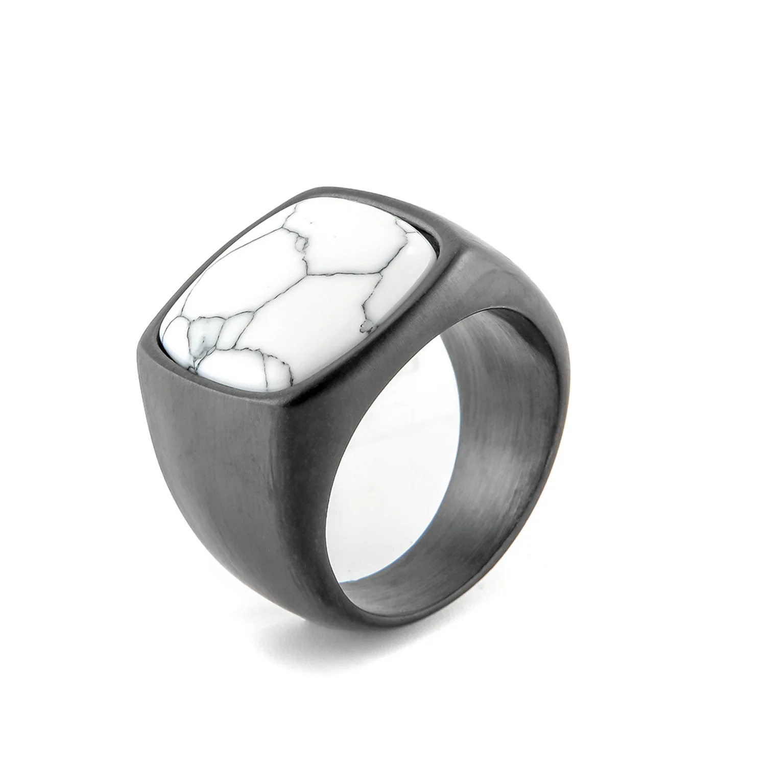 

Hot-Selling Personality Classic Stainless Steel Ring Black Agate Casting Natural Stone Rings For Men