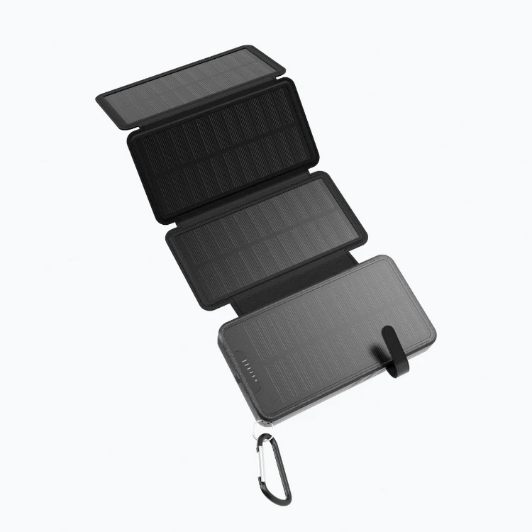 

Hot Sale 26800 mAh Solar Power Bank 4 Foldable Solar Panels Solar Power Bank Portable Power Bank Outdoor, Black