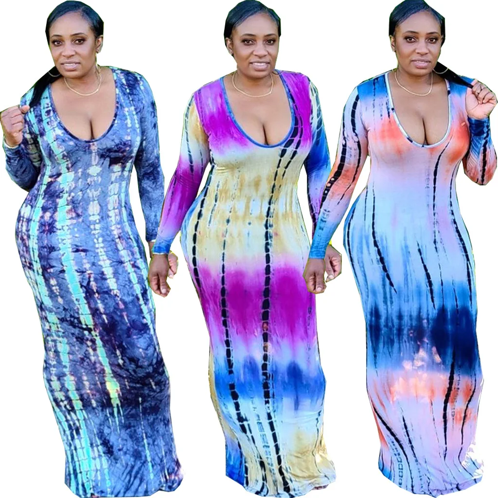 

SMR10560 Wholesale autumn clothes for women long sleeve dress 2021 v neck maxi dresses women fashion long dress
