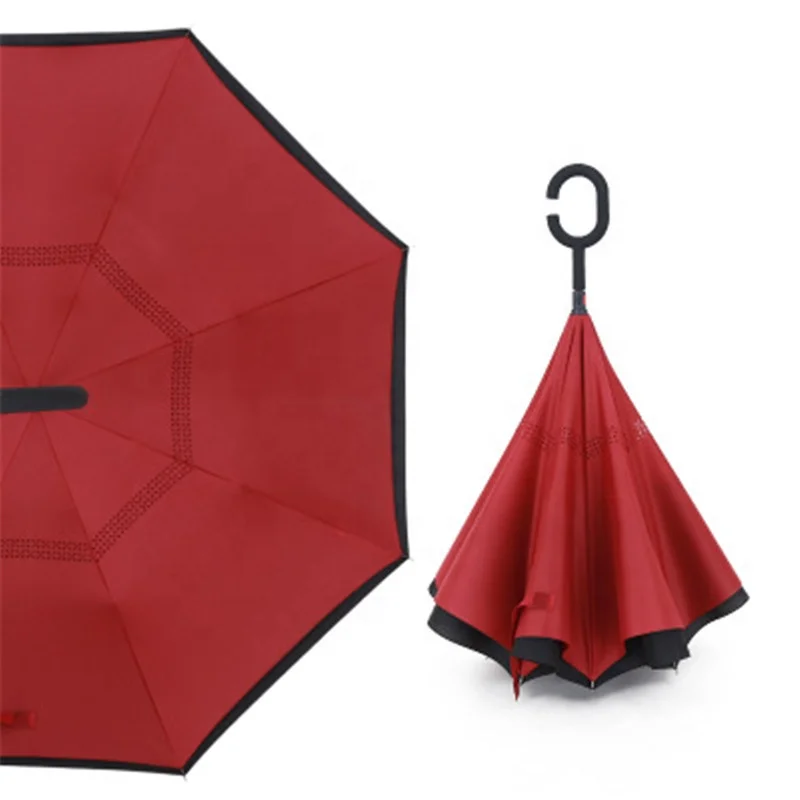 

Double Fabric Windproof C Shape Handle Umbrella Reverse Promotion Custom LOGO Car Umbrella, Star/black/blue/light blue/red