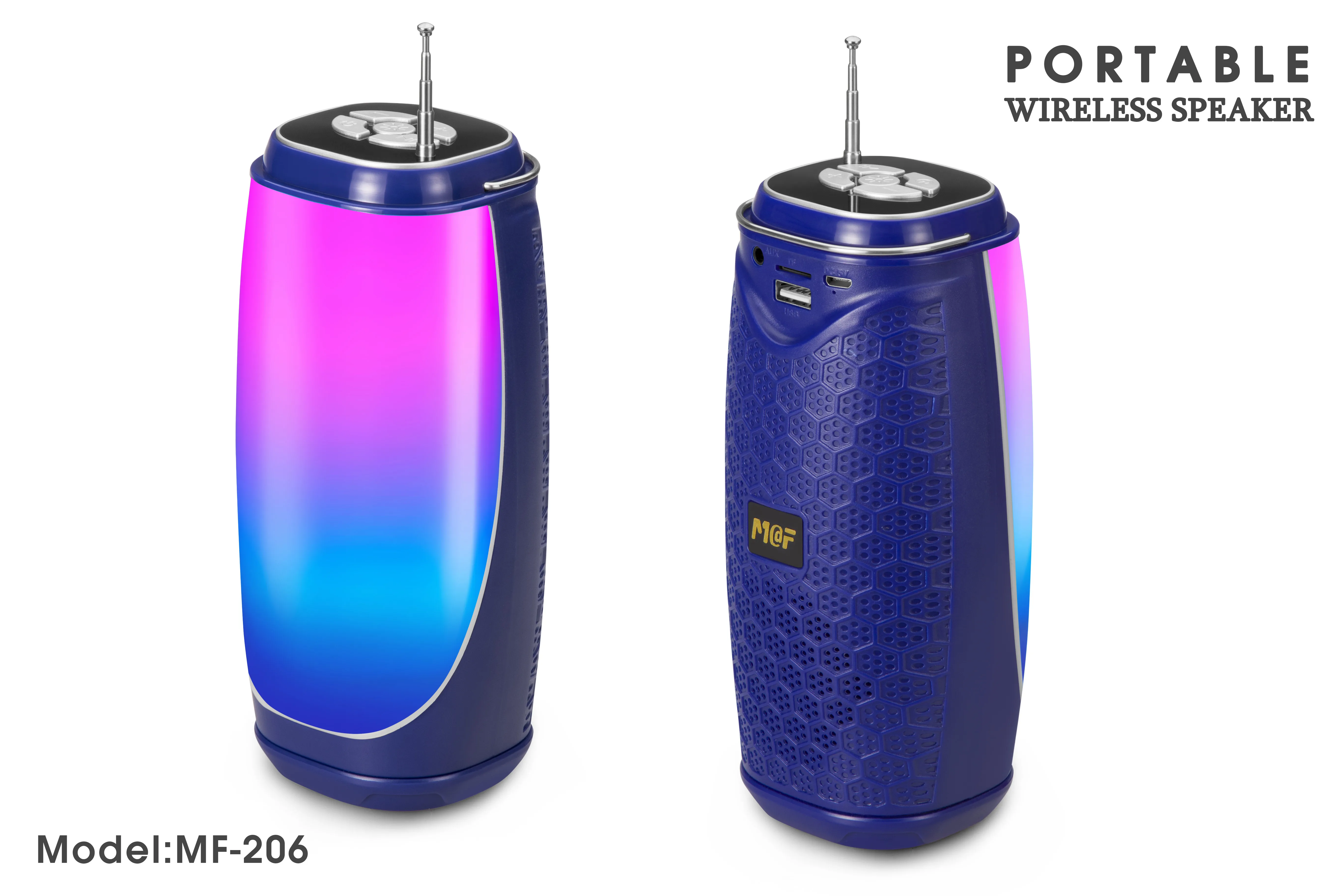 Portable colorful wireless bluetooth speaker with subwoofer, easy to carry, suitable for outdoor party activities - ANKUX.COM