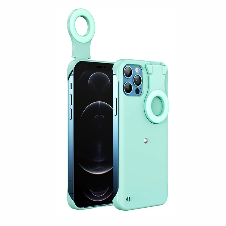 

2021luxury induction selfie luminous ring light led phone case for iphone 12