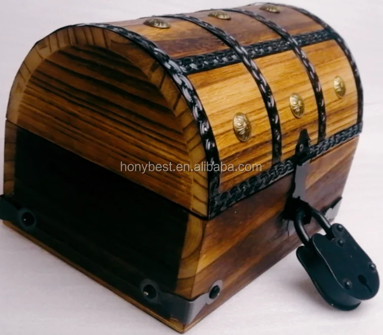 Vintage Wooden Pirate Treasure Chest Wholesale With Custom Handle/key