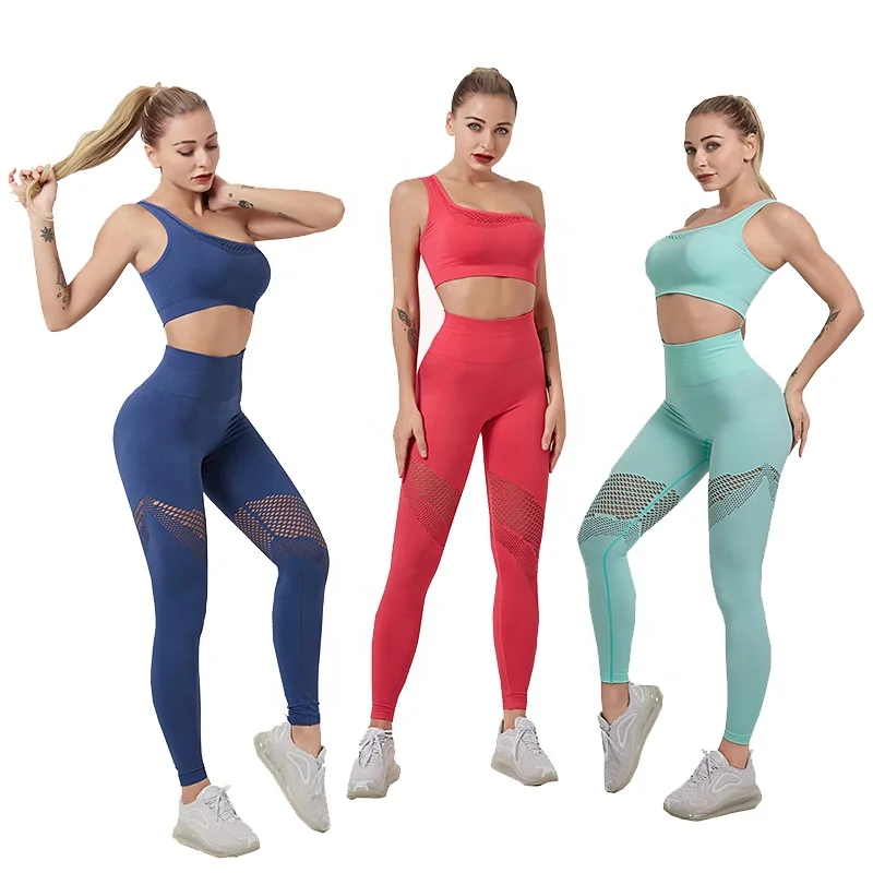 

Wholesale Custom Logo Women Vital One Shoulder Seamless Yoga Wear Fitness Gym Set, 5 colors