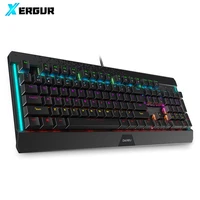 

XERGUR Gaming keyboard, 104 Keys Wired USB Keyboard with LED lights and Real Mechanical Keyboard for Computer, PC, Laptop