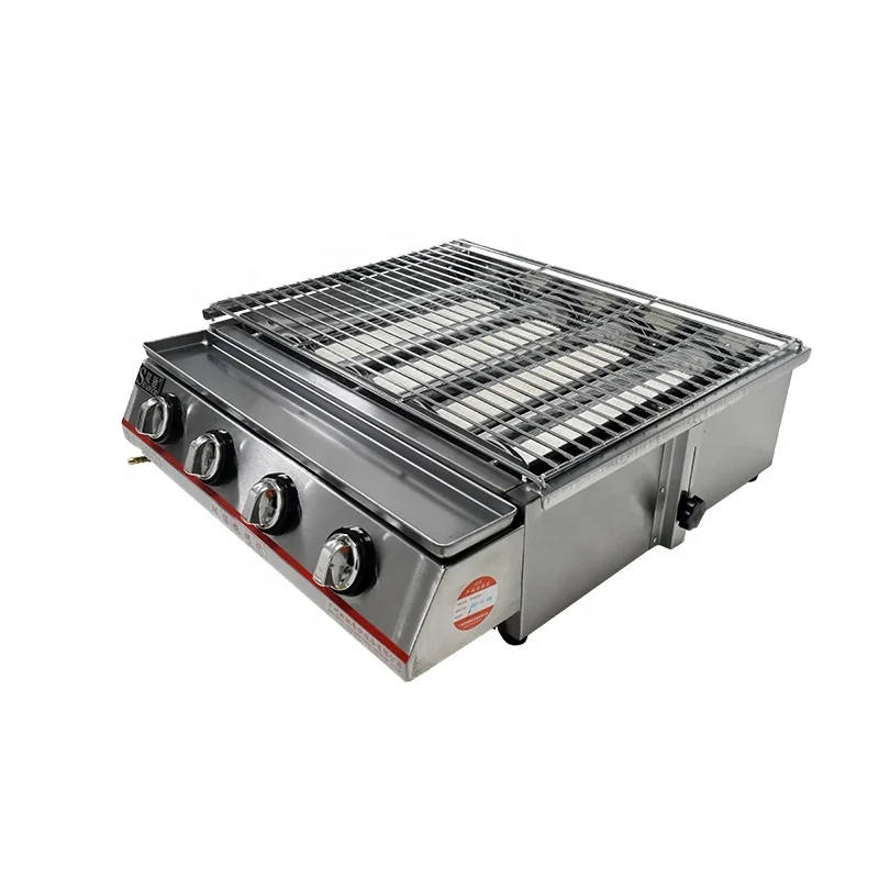 

Meat grill gas commercial bbq grill machine hot sale kebab meat roaster oem odm factory price, Stainless steel original silver