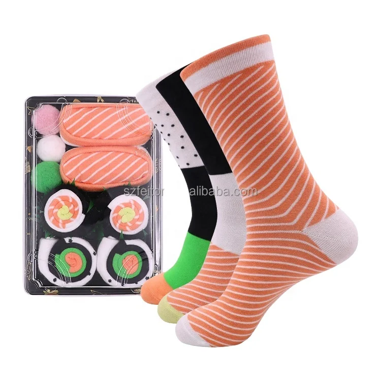 

Amazon Hot Sale Custom Design Funny Weird Design Pizza Donuts Sushi Hot dog Bacon Food Creative Socks with Box Package, As picture shown