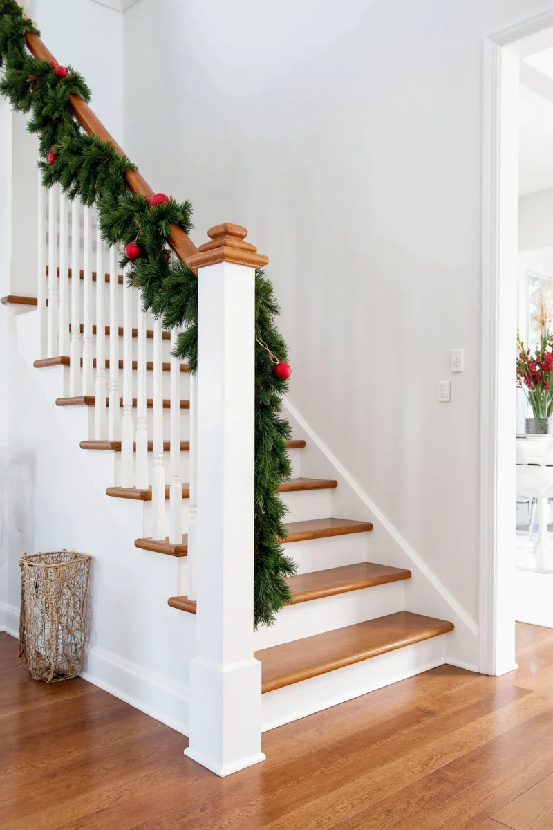 Finished garland on banister example