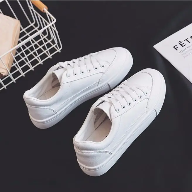 

Women Sneakers Fashion Shoes Spring Trend Casual Flats 2021 Female New Comfort White Vulcanized Platform Footwear, White brown