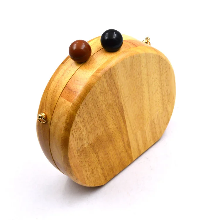

Retro Solid wood semicircle clutch evening bags