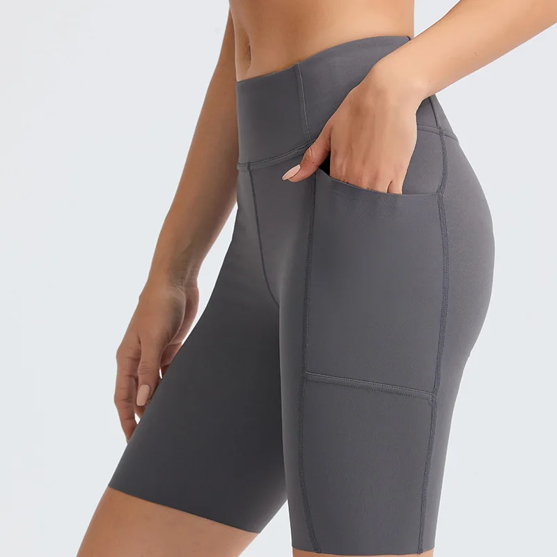

4 Way Stretch Tummy Control Workout Running Plus Size Sports Yoga Shorts With Pockets
