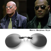 

New Arrivals The Matrix Morpheus Style Fashion Clip On Sunglasses Mini Round Vintage Metal Sun Glasses