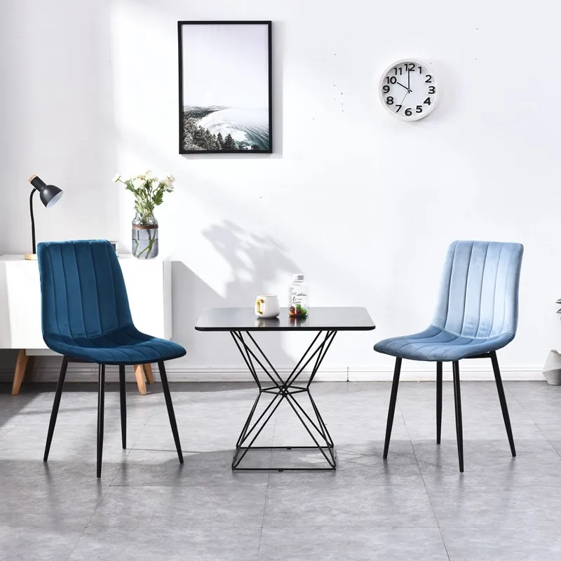 
Stock nordic Commerical Furniture Style Restaurant Dining Room Coffee Shop Velvet upholstered Fabric Modern Dinning Chair 