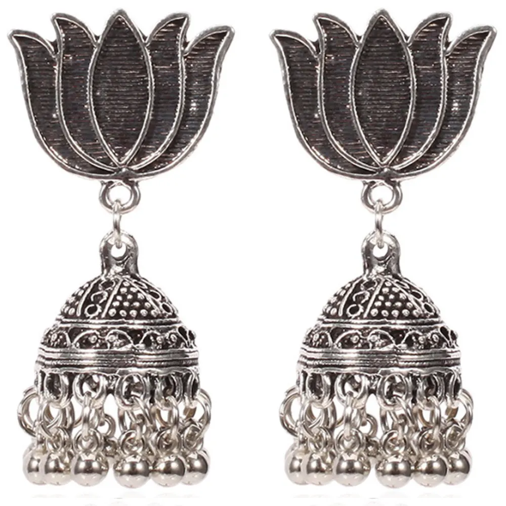 

cheap fashion Royal Bling South Indian Traditional kundan Jewellery Fancy party WEAR Fashion Umbrella jumka earring women, Silver