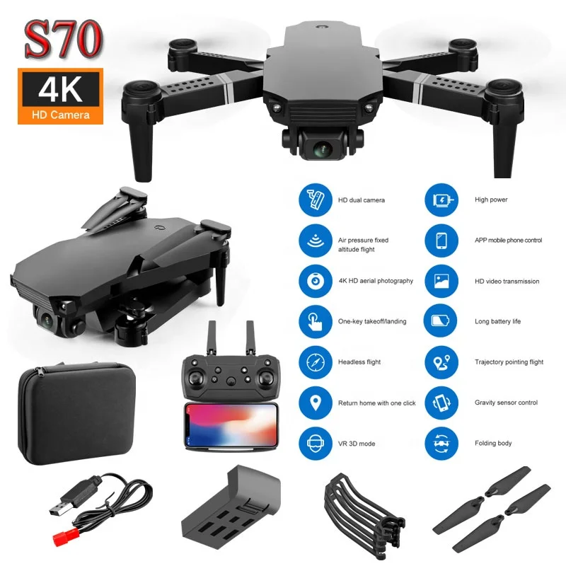 

Amiqi S70 Plastic Remote Control Folding Photography Quadcopter Hd Camera Drones With 4K Dual Camera Flagship And Gps