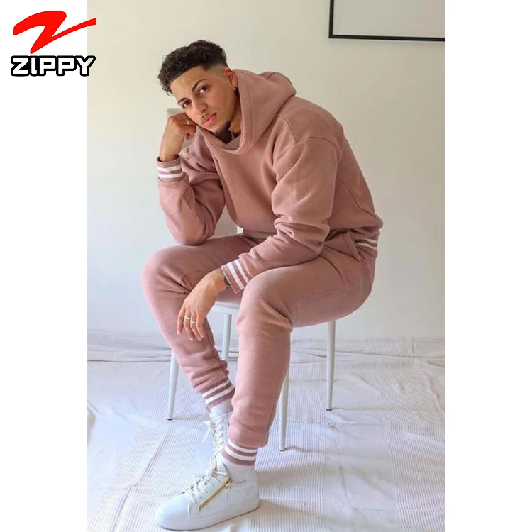 

Men fashion sport wear pink tracksuit designer sweatsuit outfits sweatpants and hoodie set mens sweatsuit custom, Custom color