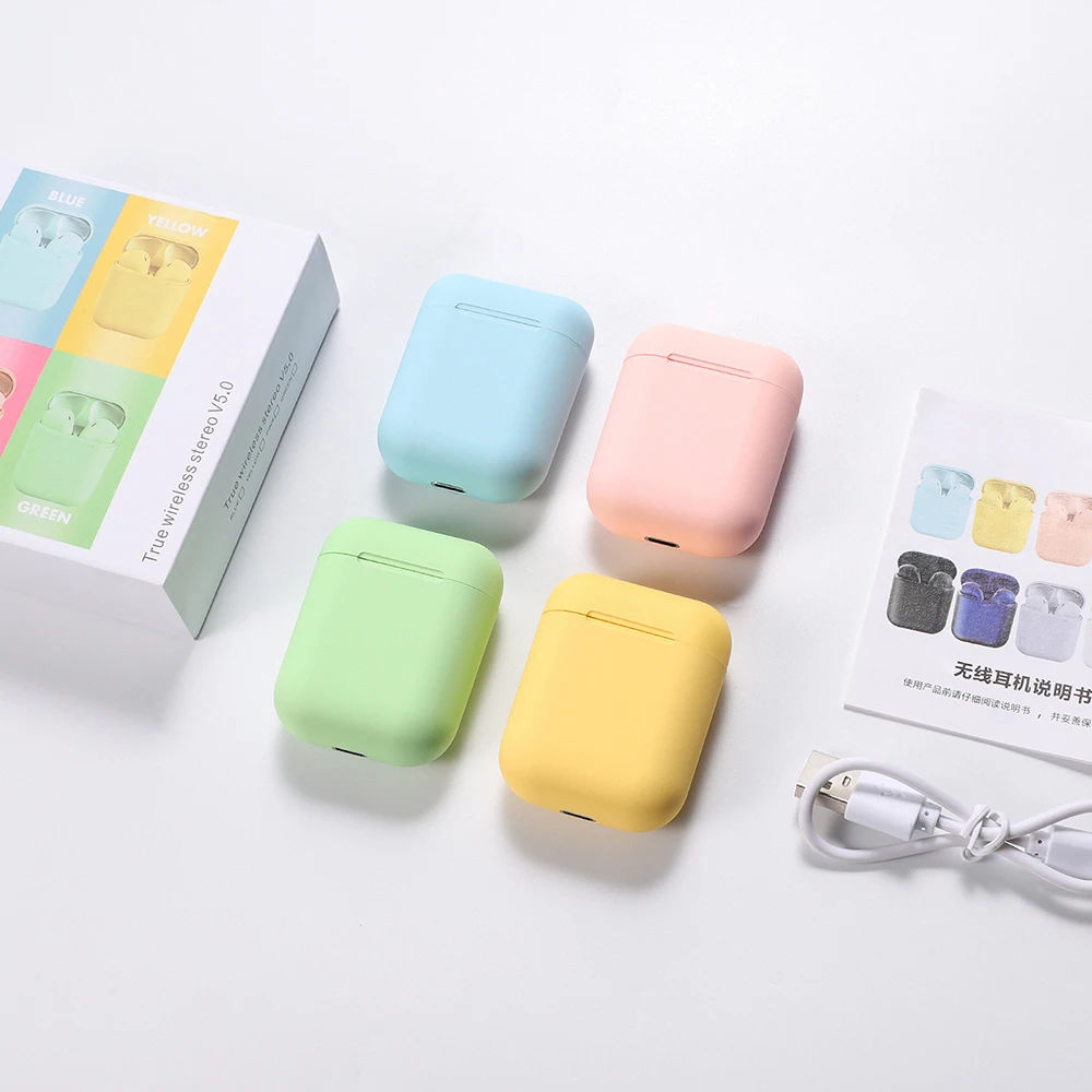 

InPods 12 earbuds wireless headphones Touch Control Macaron inpods BT 5.0 with IOS/Android 2020 HOT Earphone i12 tws, White