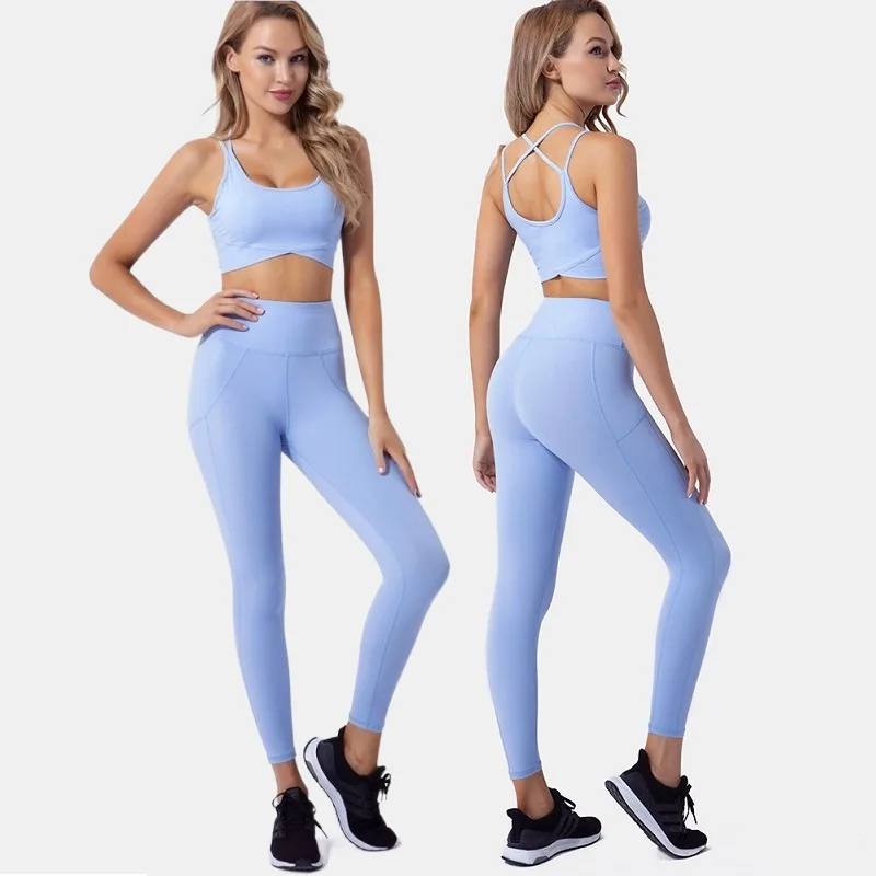 

BBSM7355 Gym running women's yoga clothing sports vest suit two-piece set