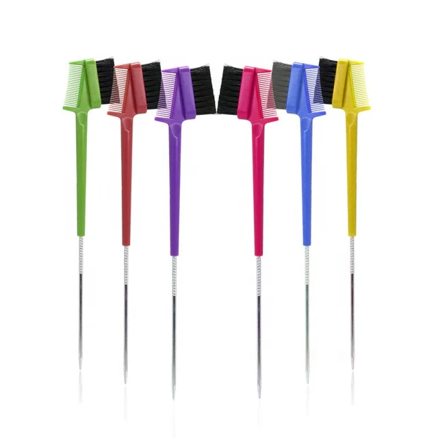 

New Style Edge Control Brush Dual Sided Hair Dye Brush Pointed Comb Eyebrow Brush, Green, purple, yellow, pink, black
