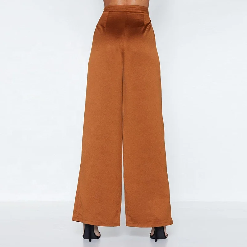 

B61100A Foreign trade hot style loose high waist casual pants women, Brown