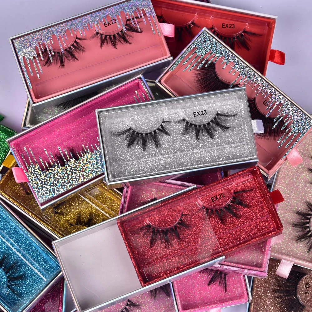 

Custom Packaging Premium Fluffy Lashes Eyelashes Mink Strip 5d 25mm False Eyelashes Wholesale Vendor 25mm 3d Lashes, Natural black