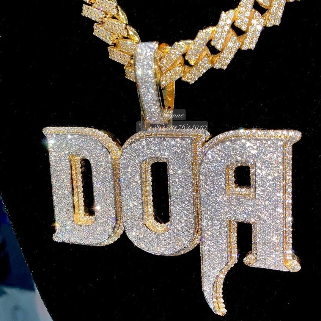 

Personality Hip Hop Full Iced Out S925 Moissanite Diamond Letter Pendant Necklace