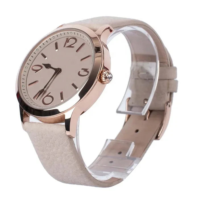 

Customized Own Branded Fashion Lady Minimalist Quartz 5 ATM Rose Gold Genuine Leather Watches For Girls, Customized colors