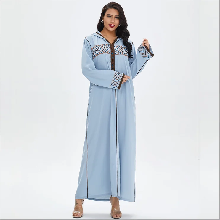 

Cheap price dubai dress for women hooded muslim dress, Beige,light blue