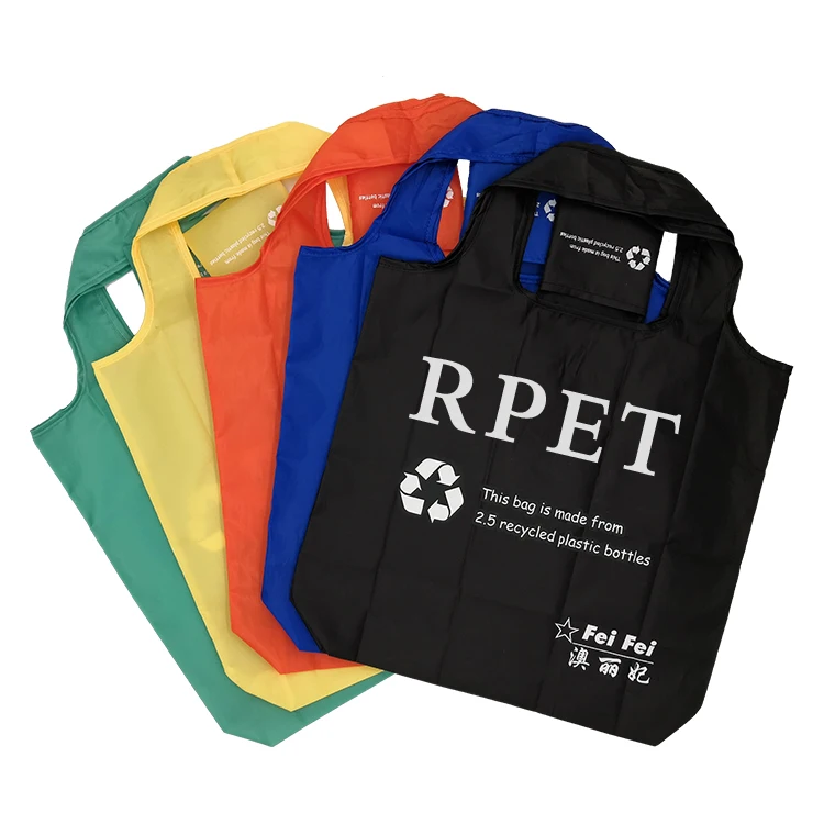 Custom Logo Folding Bag Rpet Polyester Supermarket Recycled Folded ...