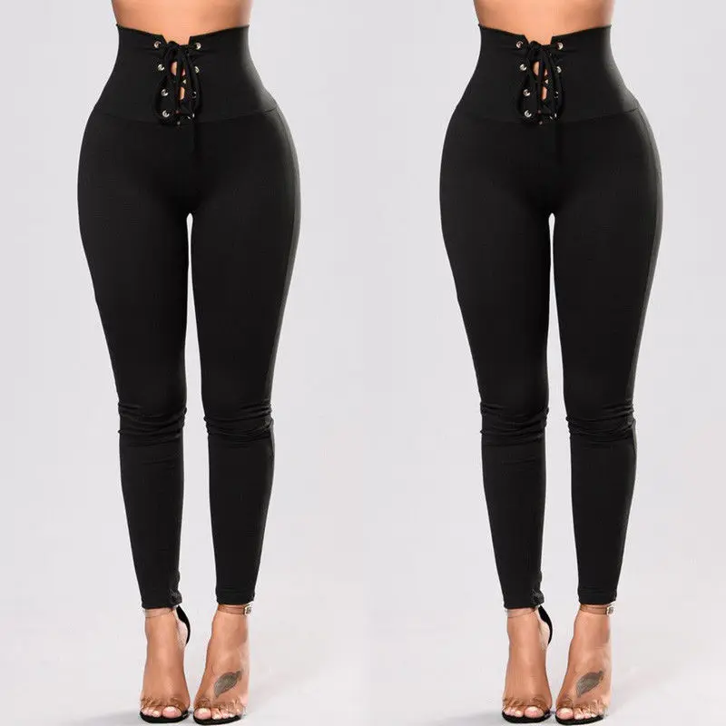 

Hot Selling Sexy Lace-up Yoga Pants Sports Women's Pants, Black