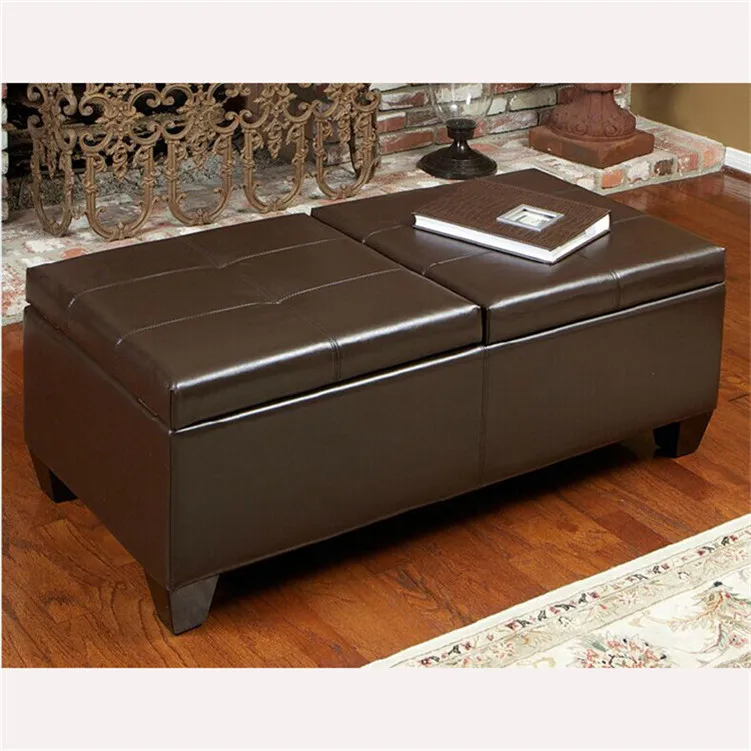 Frank Furniture Leather Coffee Table Storage Bench White Ottoman Seat