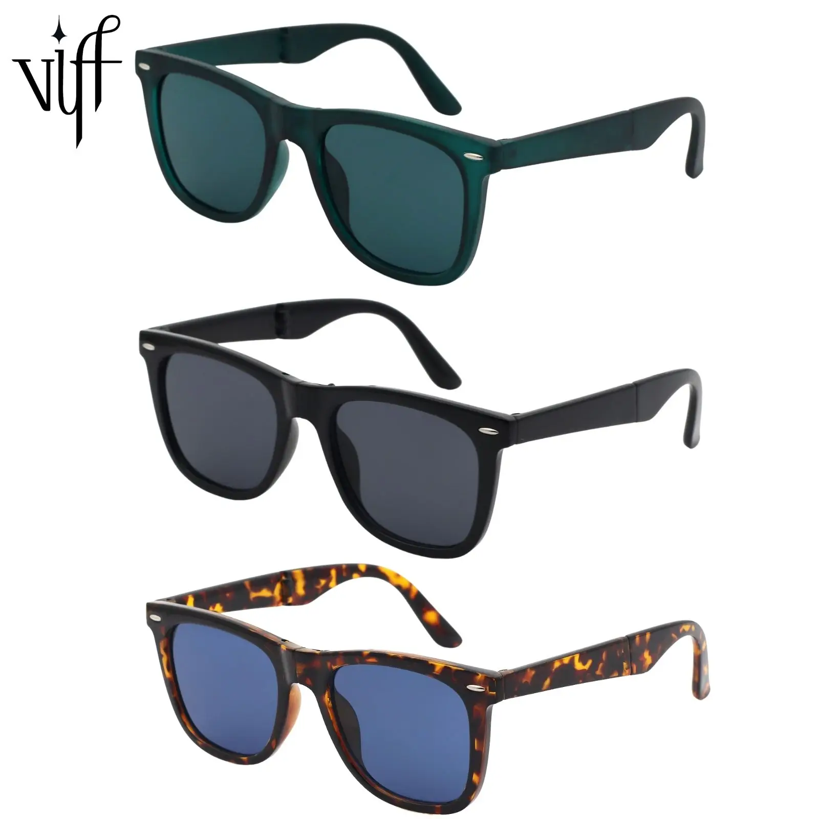 

VIFF HP21282 New Arrival Foldable Style Square Shape Dark Color Designer Sun Glasses Unisex Custom Sunglasses 2021